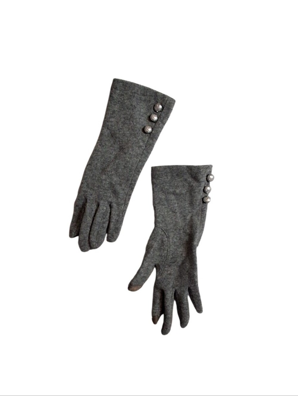 LAUREN RALPH LAUREN Womens Gloves Small Wool Cashmere TOUCH Tech Gray